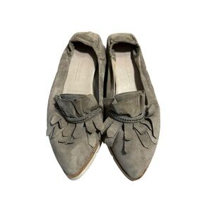 KENNEL SCHMENGER Schuhmanufaktur Gray Suede Fringe Pointed SlipOn Ballet Flats 7